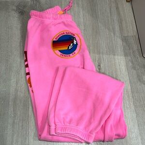 Aviator Nation Sweatpants - neon pink